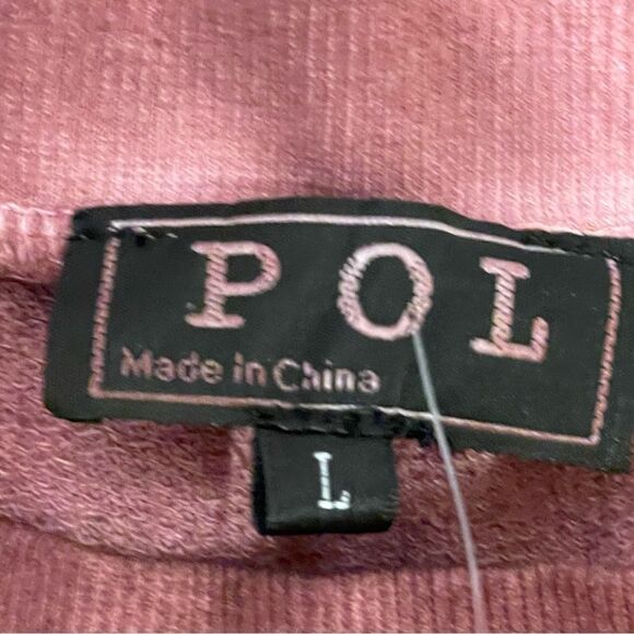 NWT Pol Long Sleeve Vintage Wash Sweater With Brass Rivet Detail Mauve Large - Picture 5 of 10